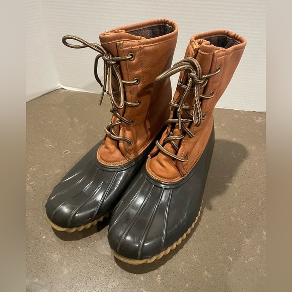 duck boots Shoes - The Original Duck Brown and Black Plaid Lined Boots